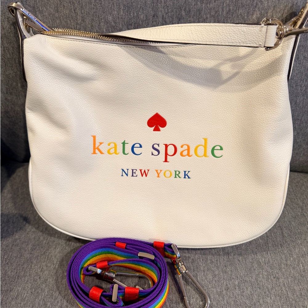 Kate Spade Multicolor Logo White Shoulder Bag
